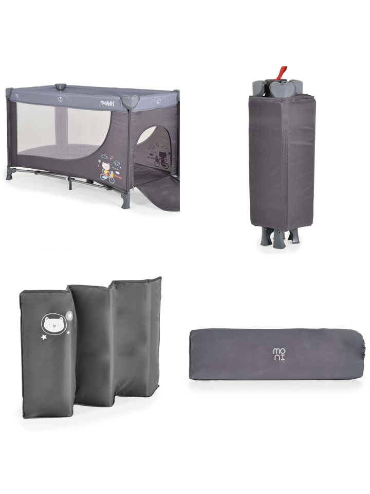 Moni Reisebett Tommy, 2 Ebenen in grau günstig kaufen 60x120 cm