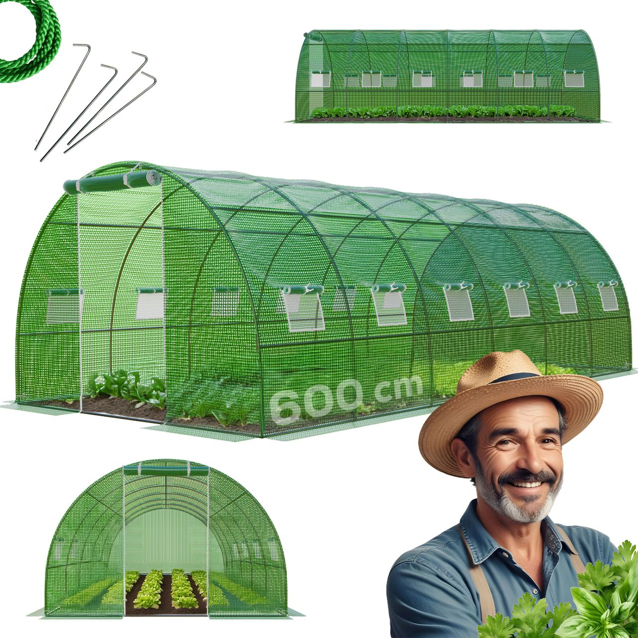 TroniTechnik GARMIO® Foliengewächshaus CARINI, Tomatenzelt, winterfest, 6x3x2m, Frühbeet, Pflanzenhaus