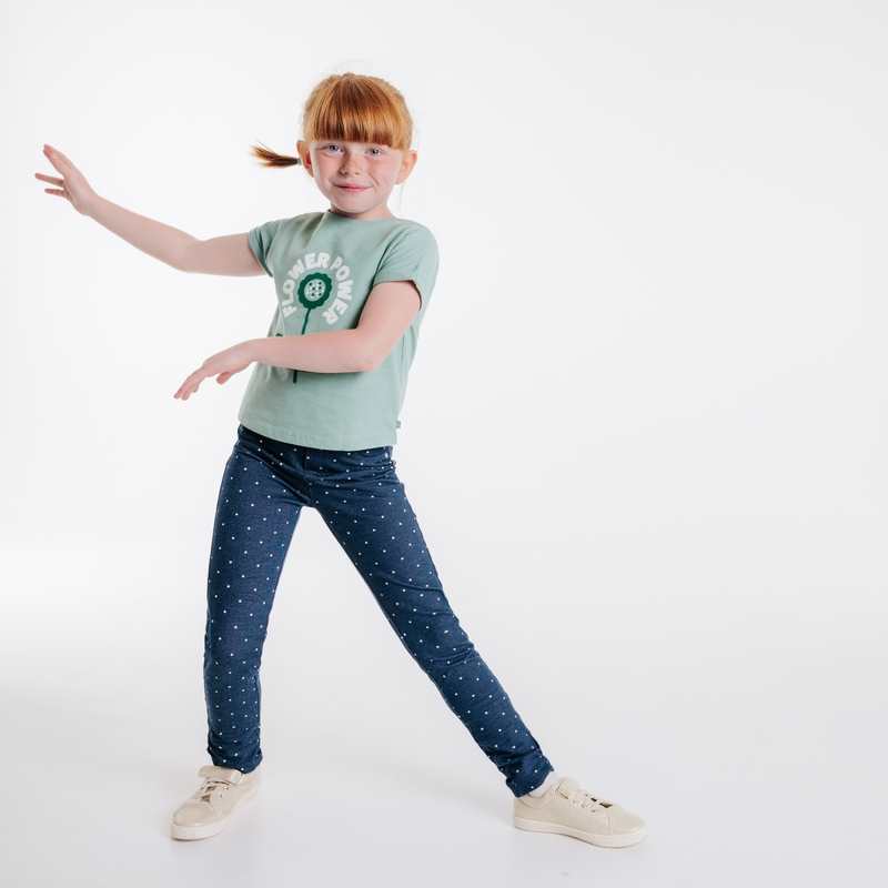 T-shirt manches courtes flower power vert fille