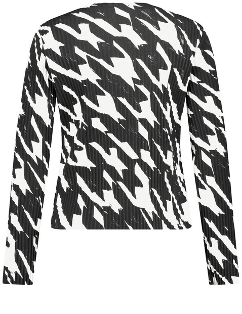 Plissiertes Langarmshirt mit Stehkragen