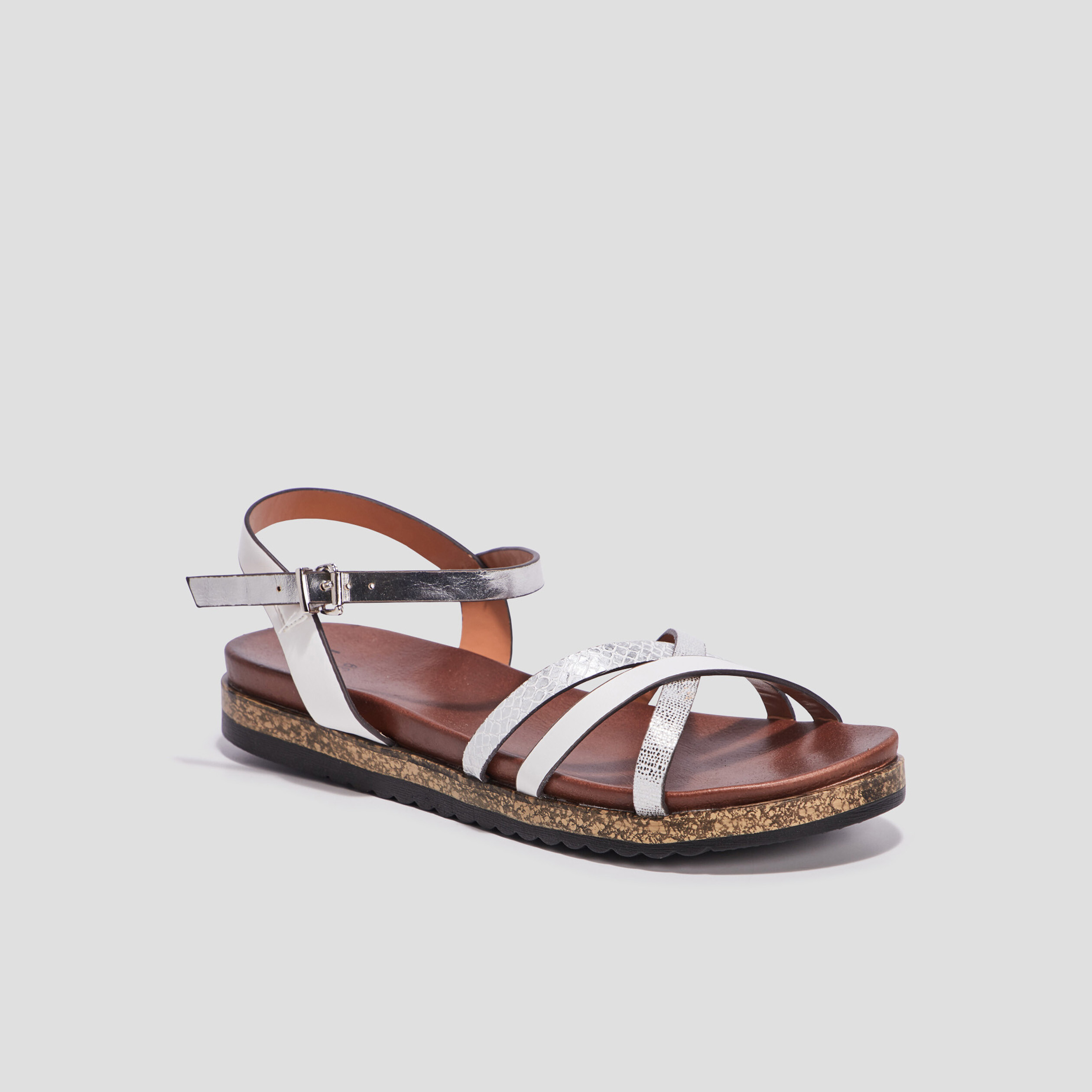 Sandales plates LH gris argent femme | La Halle