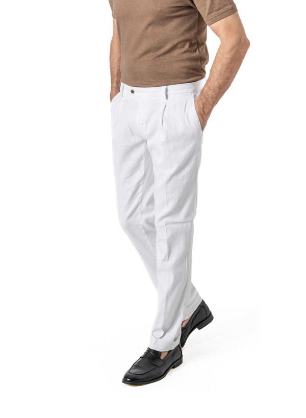 Mason's, Bundfaltenhose, Regular Fit, Leinen, weiß