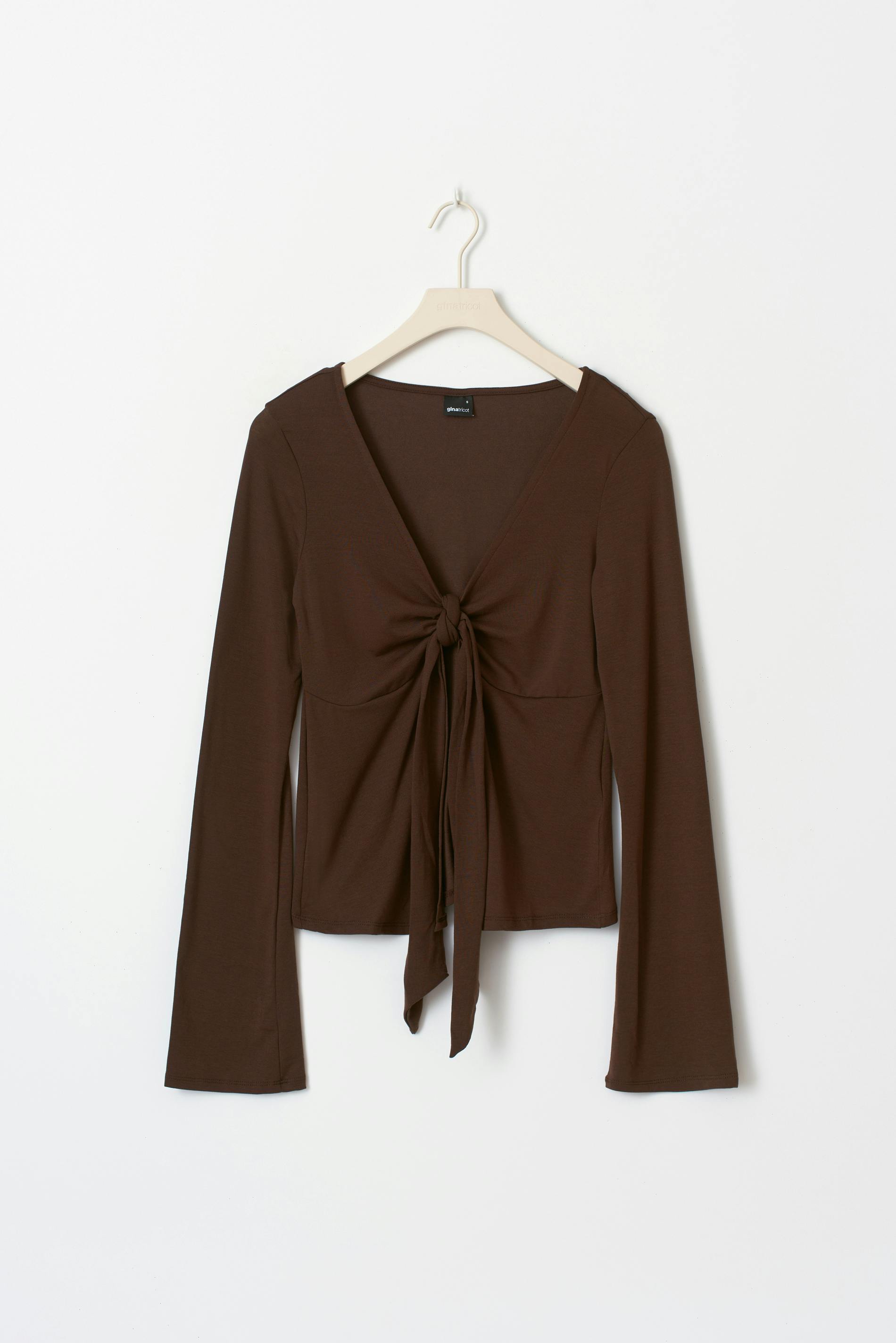 Tie front long sleeve top