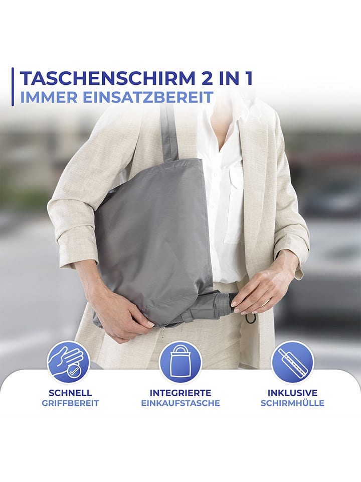 Wenko 2in1 Taschenschirm in Grau - (B)40 x (H)40 cm günstig kaufen onesize