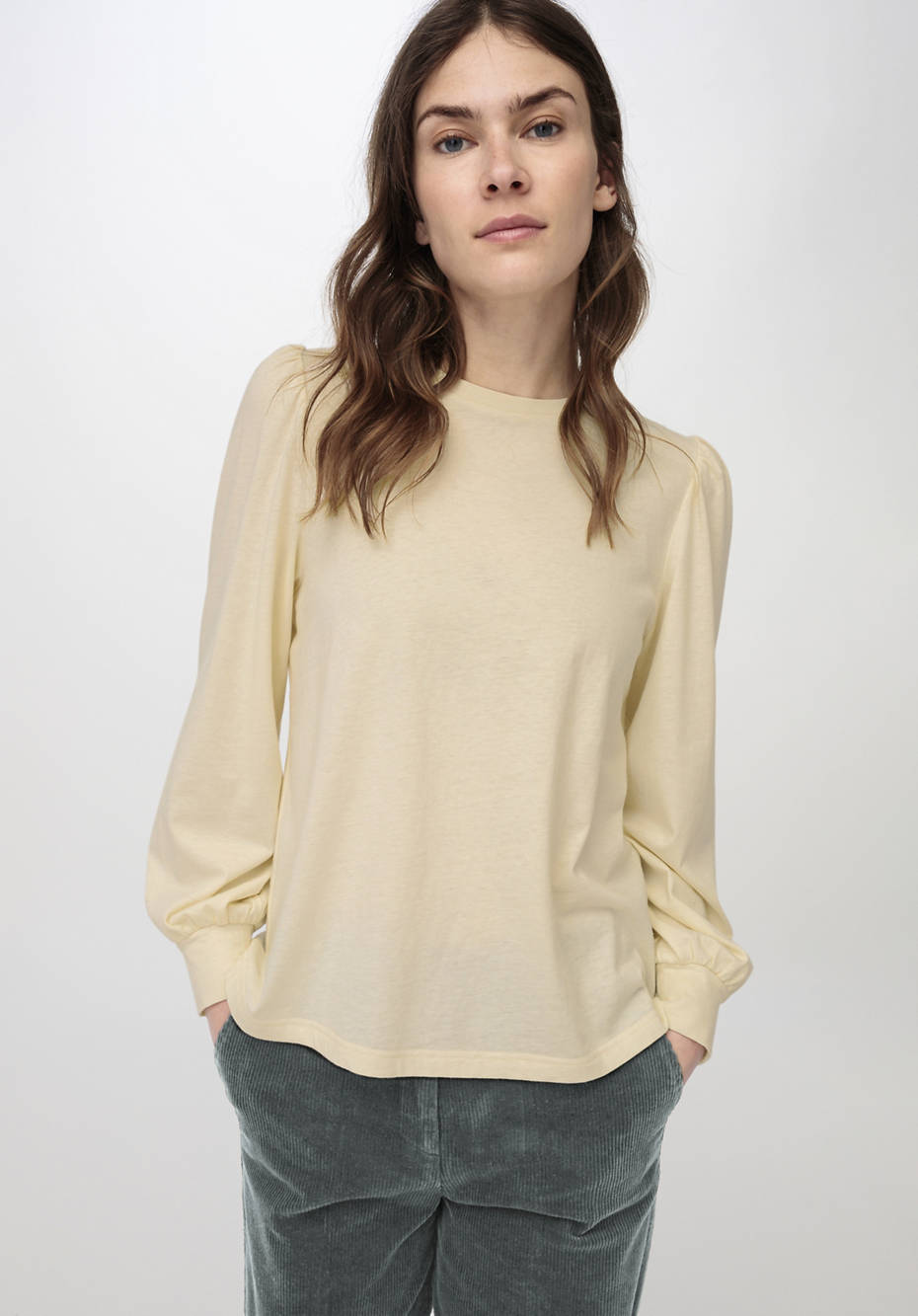 Jersey-Bluse aus Bio-Baumwolle mit Bio-Merinowolle