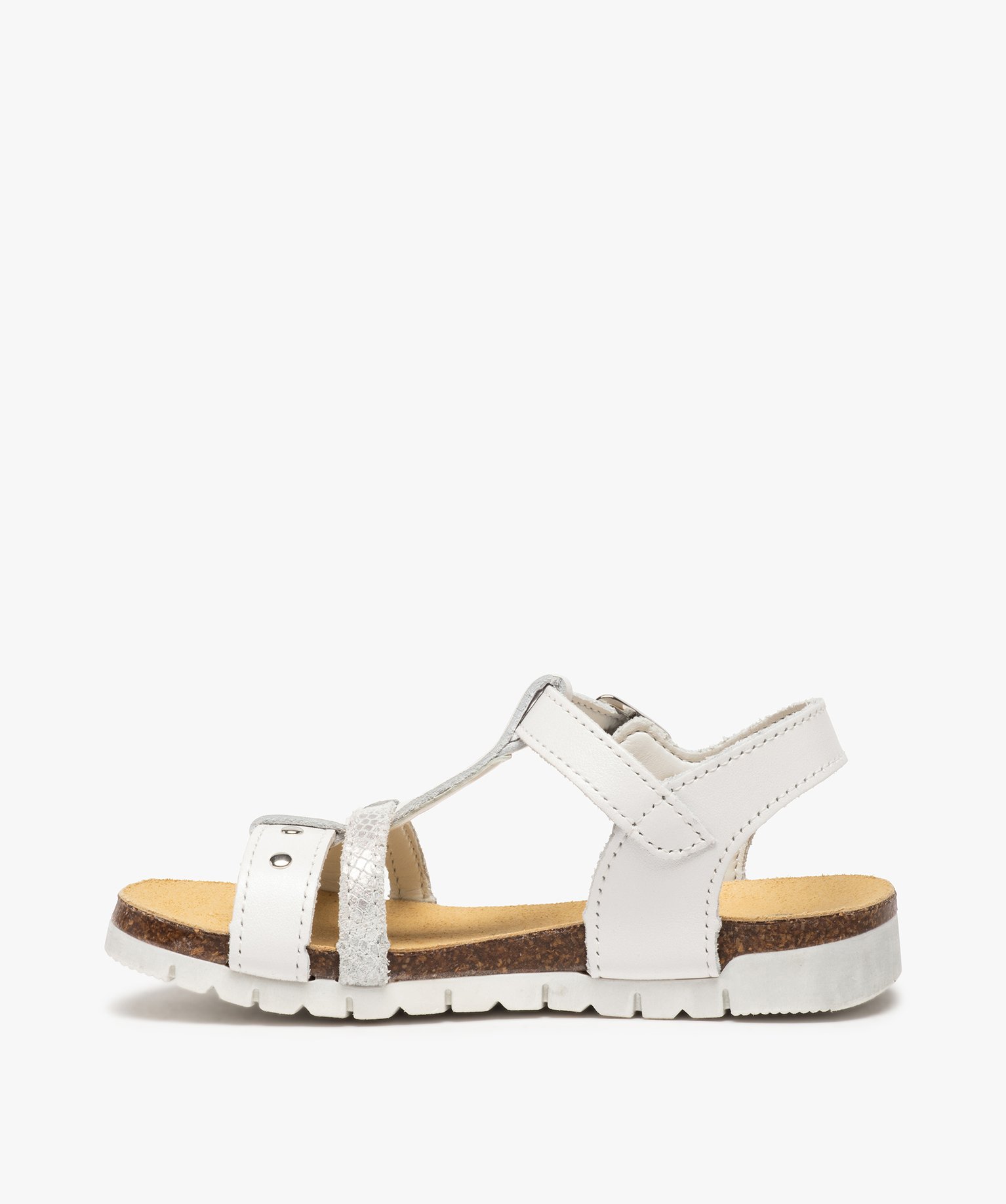 Sandales fille dessus cuir à semelle contrastante - Bopy blanc | GEMO