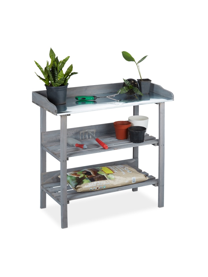 relaxdays Pflanztisch in Grau - (B)92 x (H)86 x (T)42 cm günstig kaufen onesize