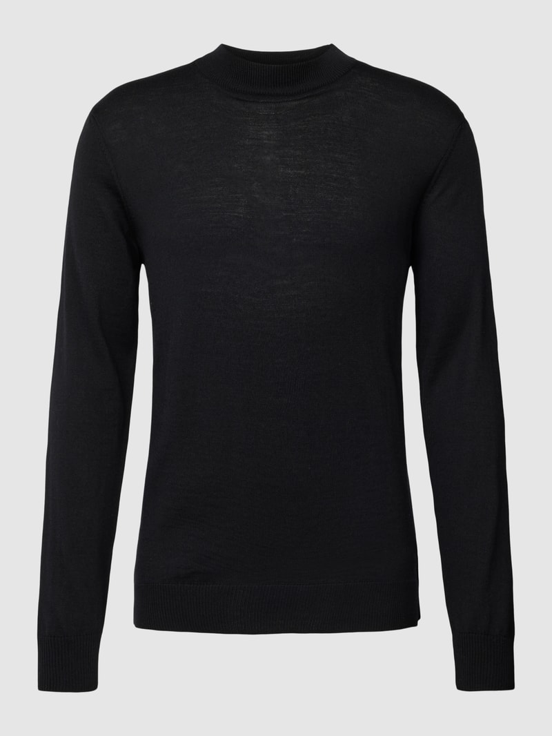 Strickpullover mit Rundhalsausschnitt Modell 'Davide' in schwarz