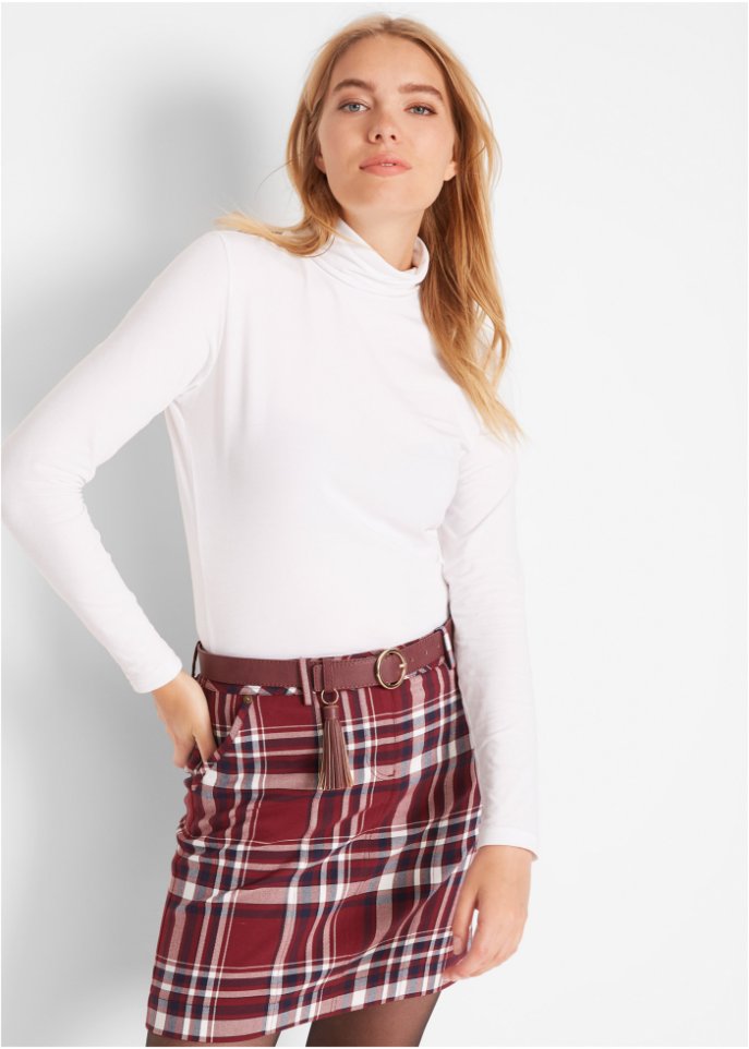 Rollkragen-Stretch-Shirt, Langarm