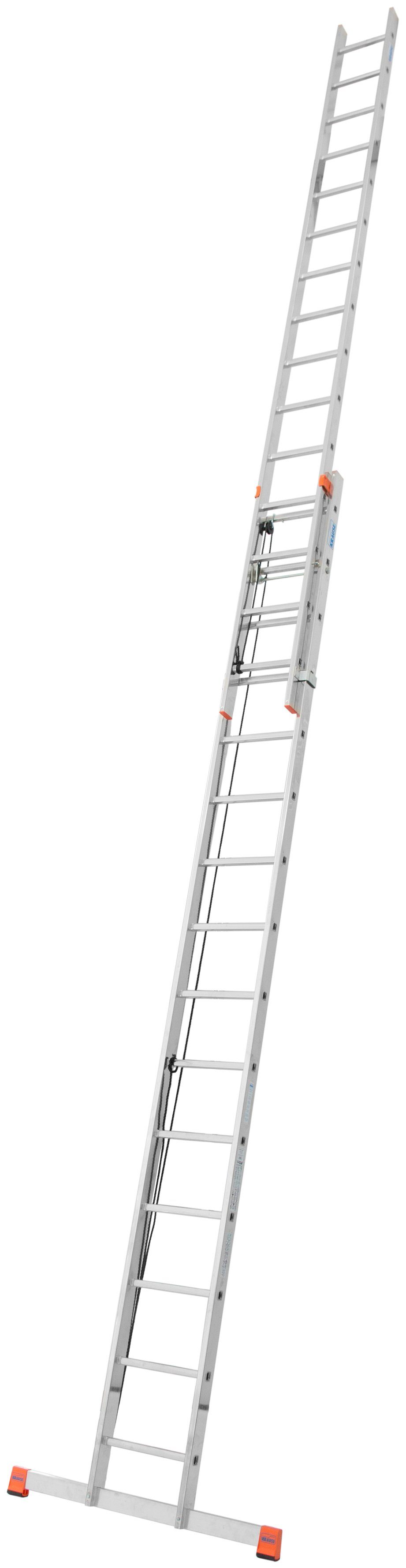 KRAUSE Schiebeleiter Seilzugleiter Robilo, Alu, 2x15 Sprossen, Arbeitshöhe ca. 832 cm