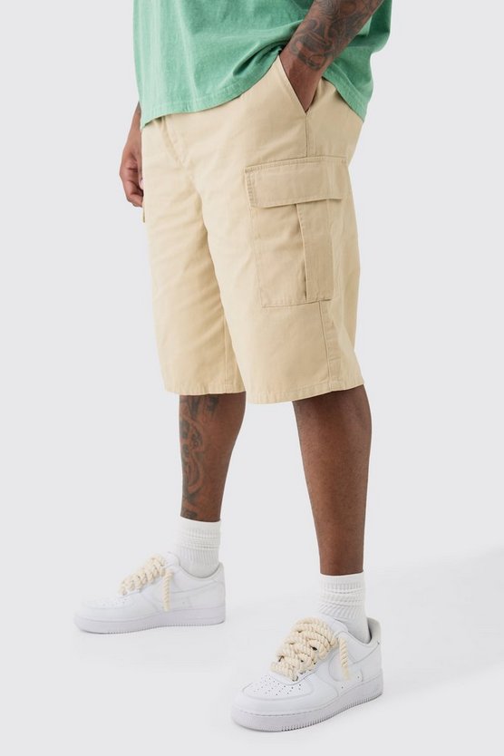 Plus lockere Cargo-Shorts mit elastischem Bund