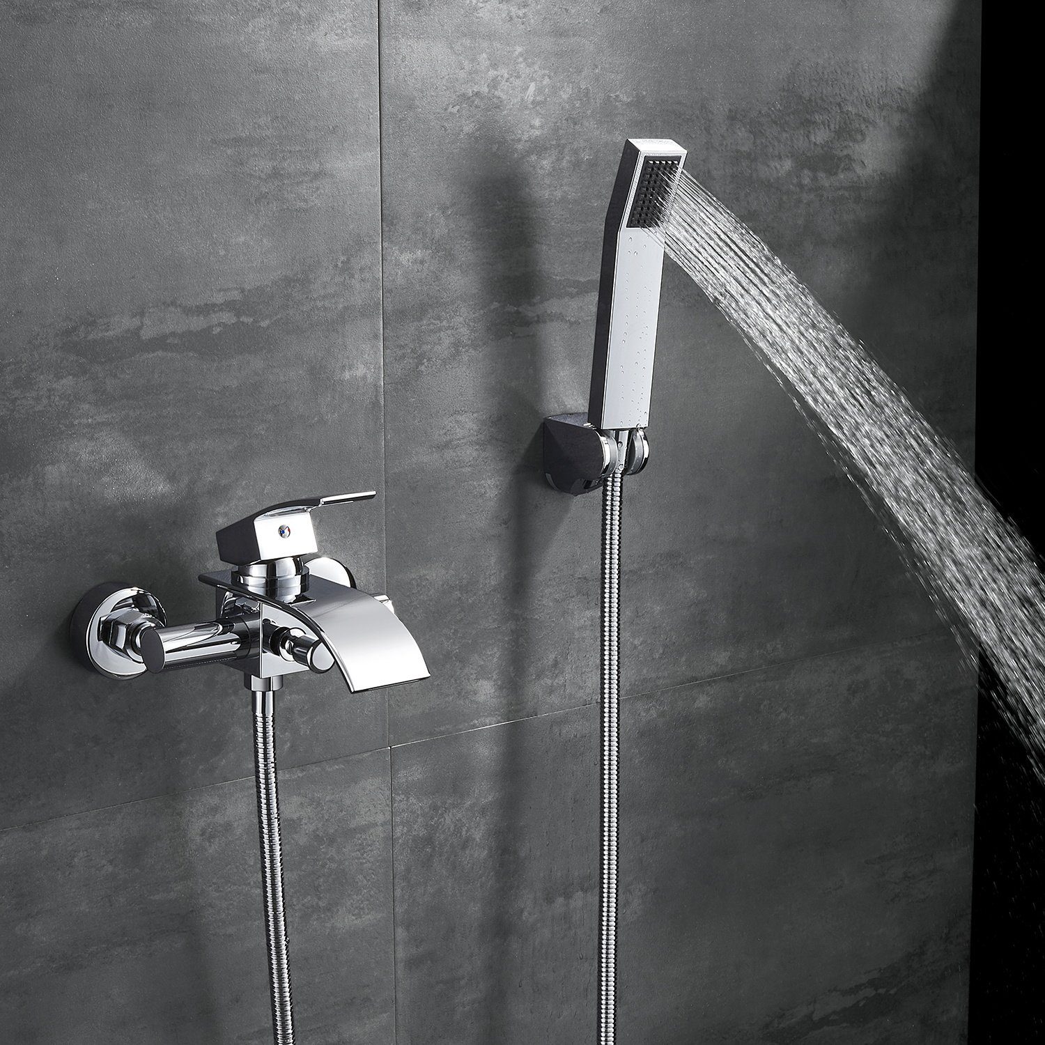 Auralum Brausegarnitur Badewannenarmatur Duschset Wannenarmatur mit Handbrause Bad Armatur, Wasserhahn Duschsystem