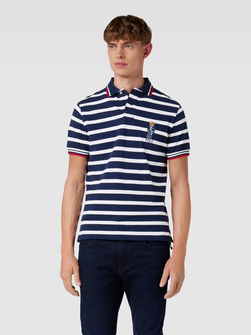 Poloshirt mit Streifenmuster in marineblau