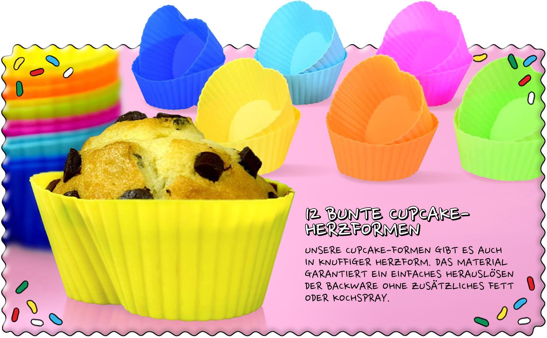 PhoneNatic Muffinform 12x Cupcake-Förmchen Silikon Muffin-Formen Backform