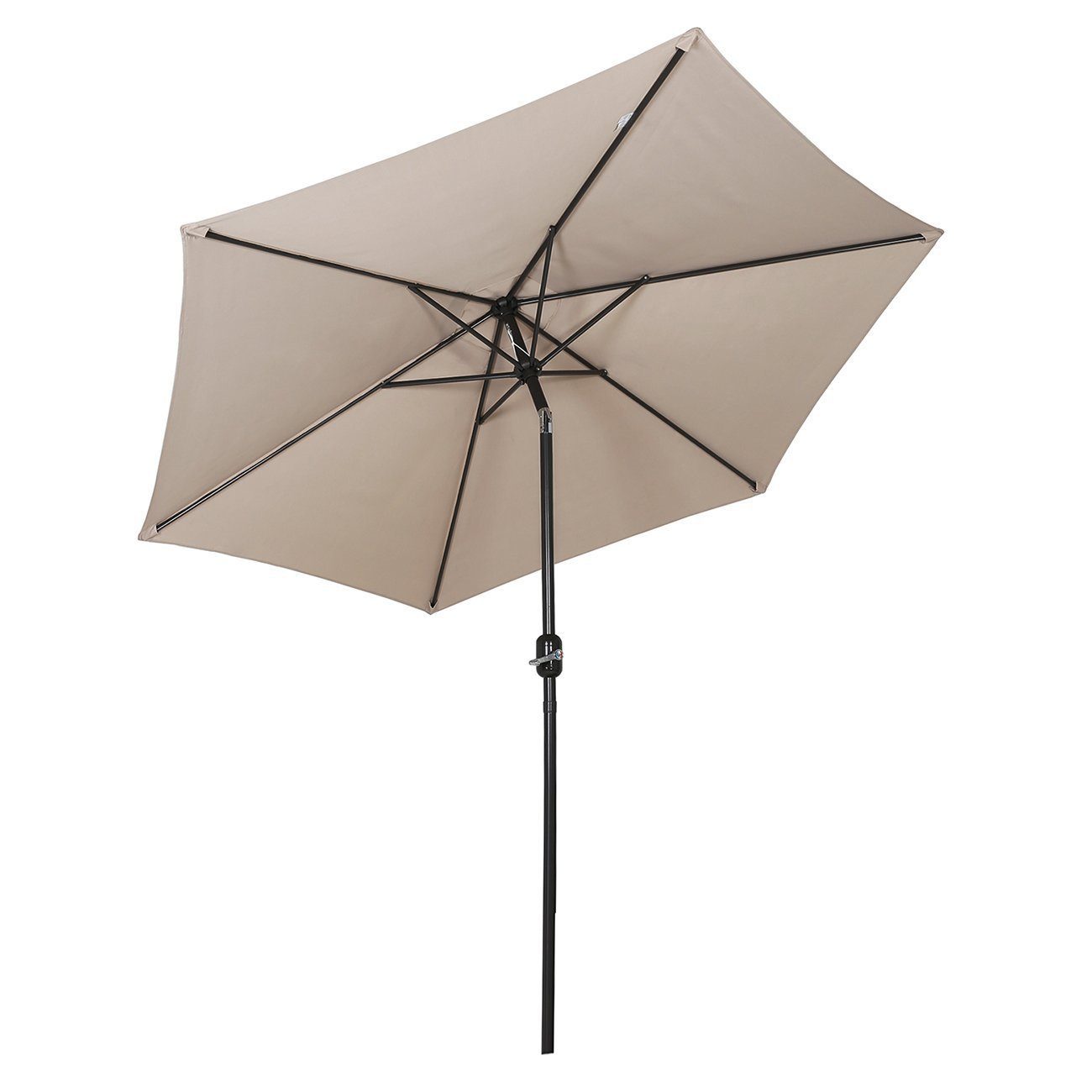 Sekey Sonnenschirm 270 cm Aluminium Sonnenschirm Kurbel mit Holzmaserung