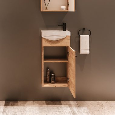 Planetmöbel Badmöbel-Set Waschtischunterschrank mit Spiegelschrank 40cm, (Komplett-Set, 3-St)