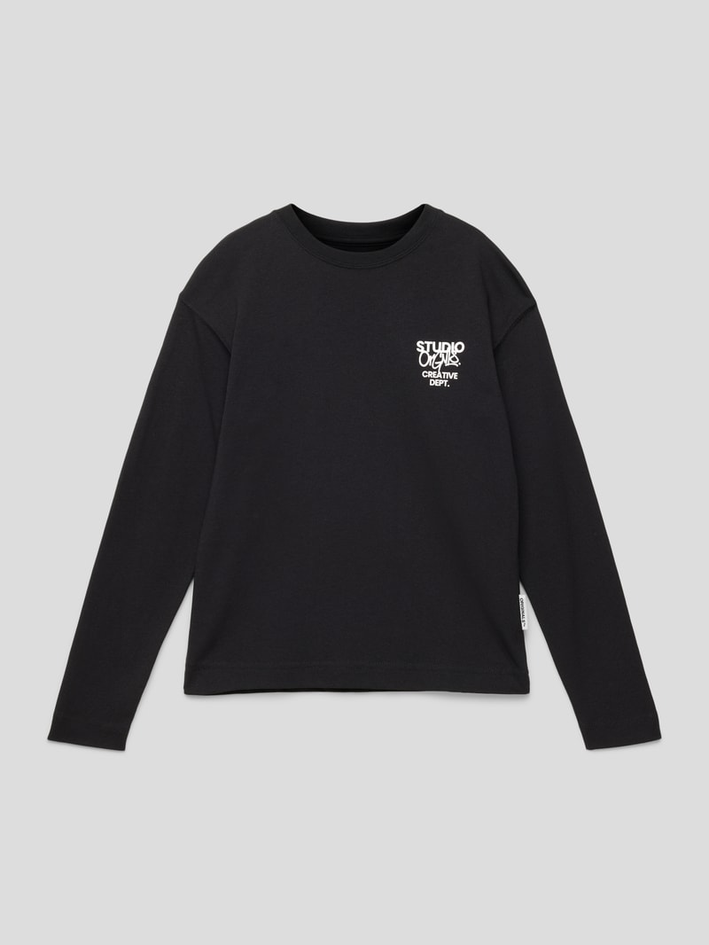Longsleeve mit Statement-Prints Modell 'SILVERLAKE' in schwarz