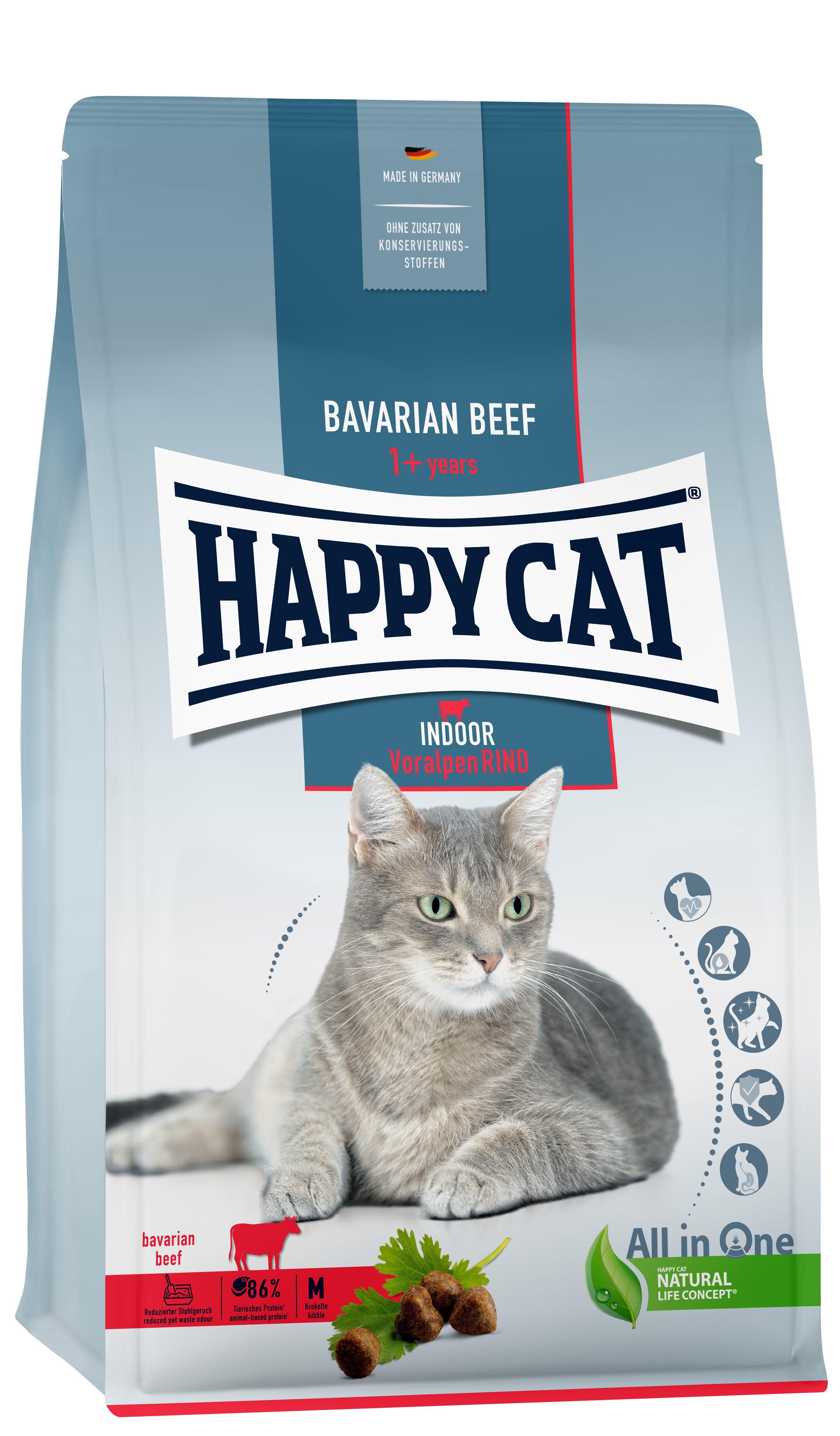 HAPPY CAT Trockenfutter HAPPY CAT Indoor Adult Voralpen Rind 300 g