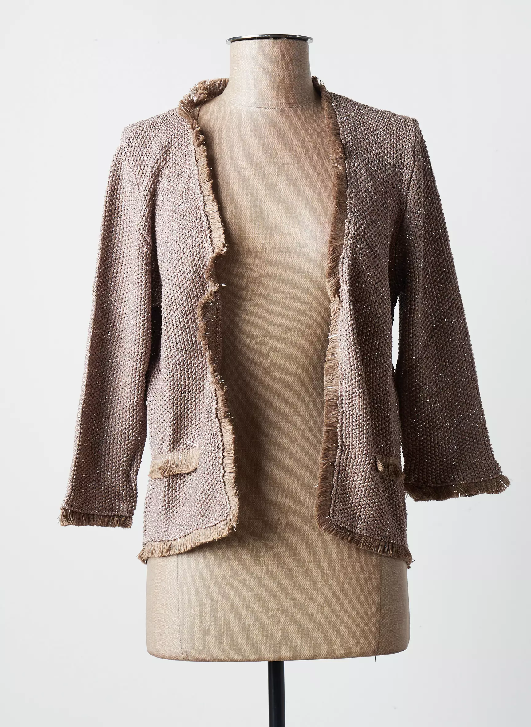 Blanc Boheme Cardigans Femme couleur marron