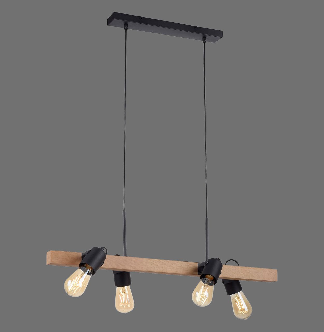 JUST LIGHT LeuchtenDirekt CANOP, Pendelleuchte 4-flammig, E27 Leuchtmittel a. max. 60Watt, Materialmix