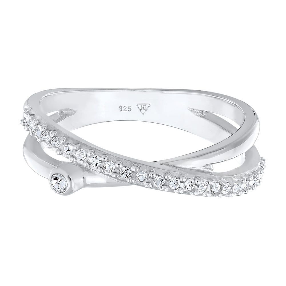 Elli Elli Bague Femmes enroulement forme de X étincelant avec cristaux en argent sterl Bague