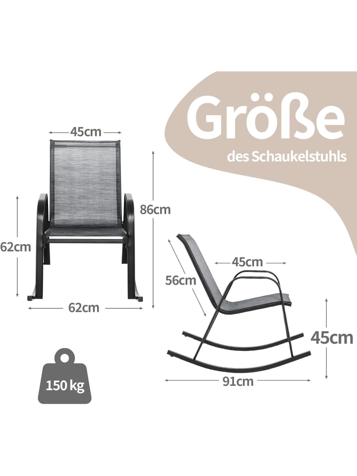 COSTWAY 2er Set Schaukelstühle in Grau günstig kaufen onesize