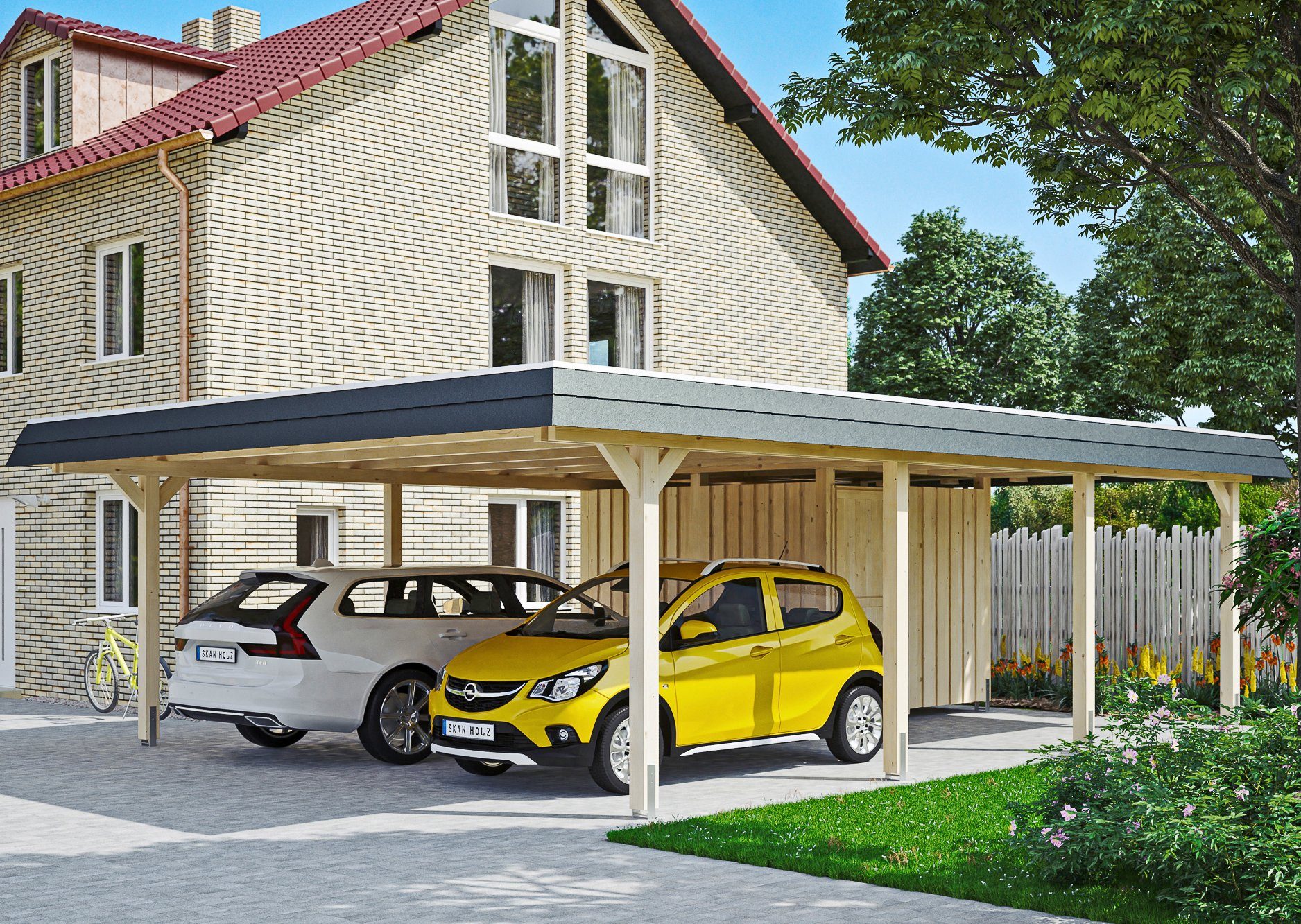 Skanholz Doppelcarport Wendland, BxT: 630x879 cm, 216 cm Einfahrtshöhe