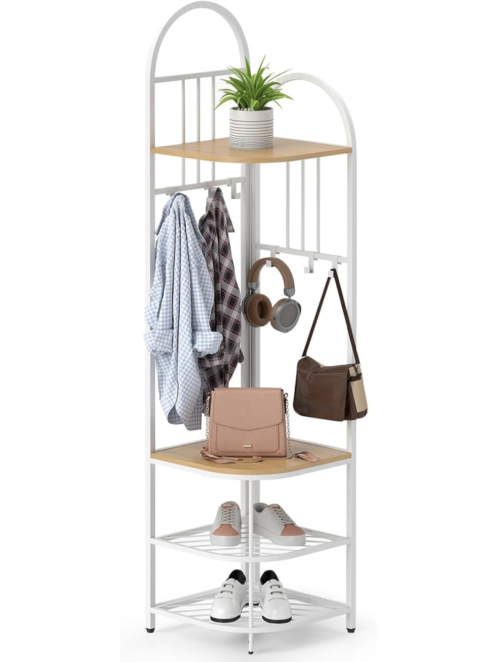 COSTWAY 180CM Garderobenständer Eck in Weiß günstig kaufen onesize