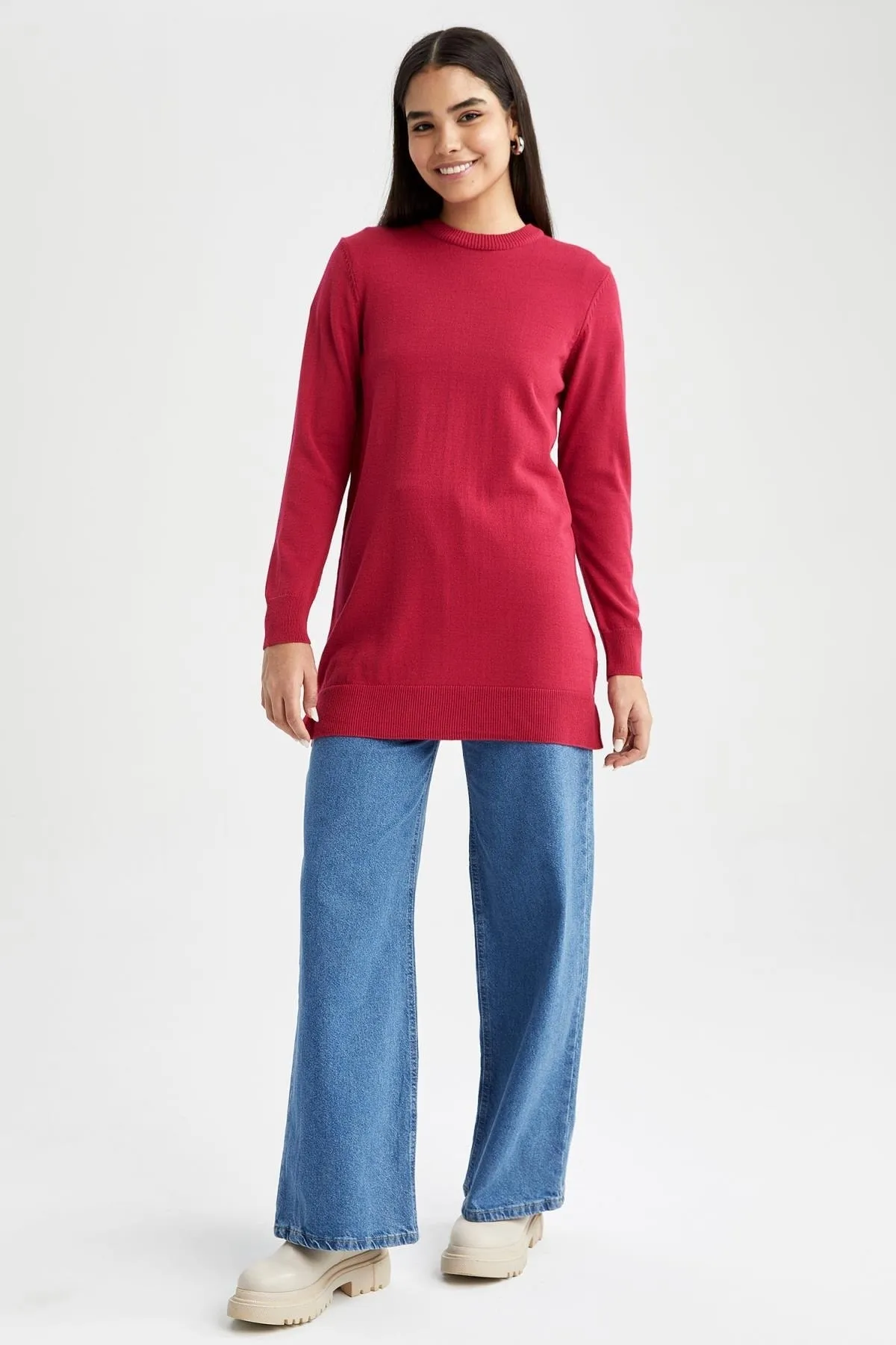 DeFacto  Basic-Tunika mit normaler Passform und extraweicher Strickware