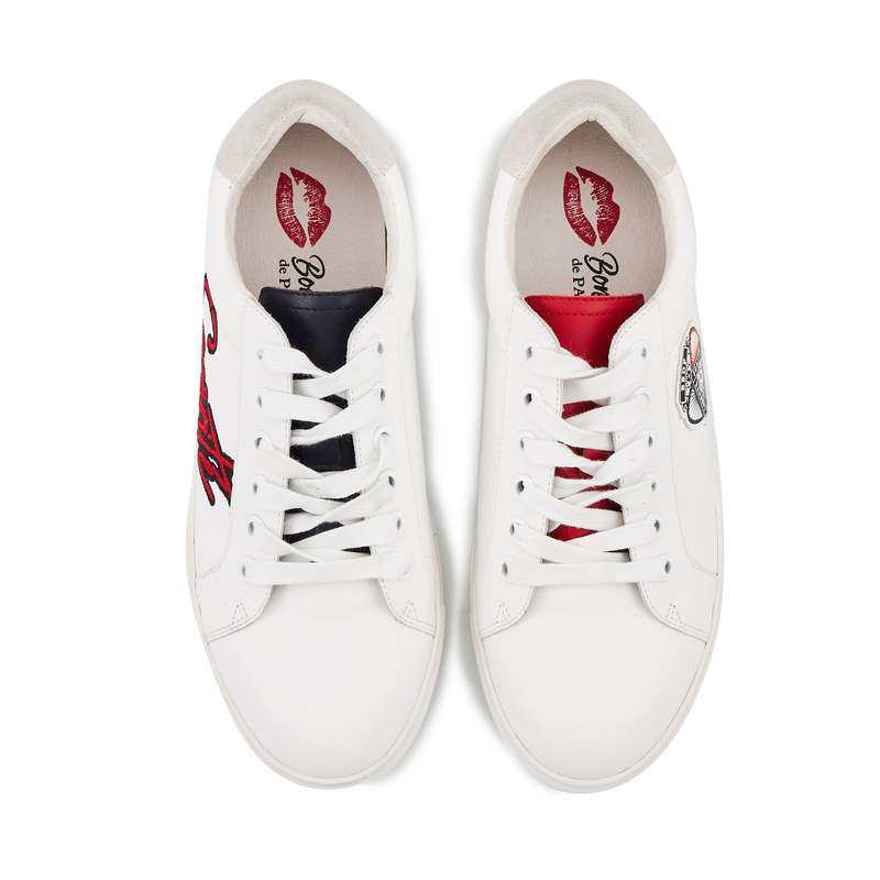 Baskets en cuir Simone sororité embleme bleu/blanc/rouge