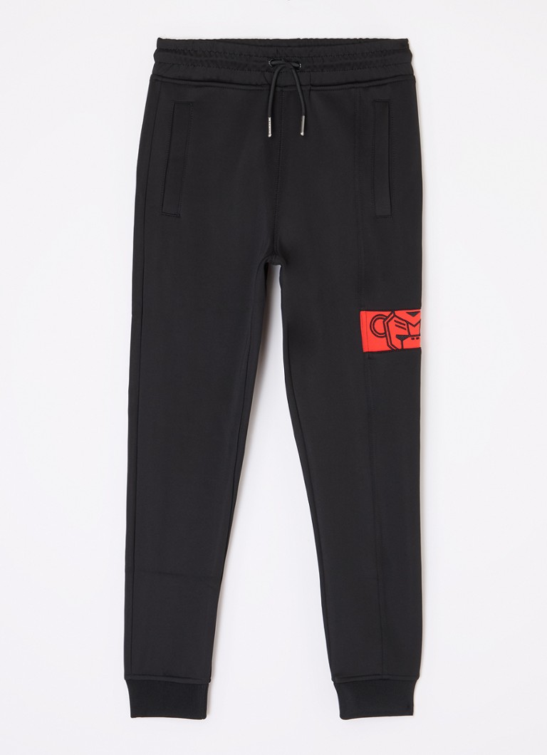 Pantaloni de trening negri Commander cu logo Bananas