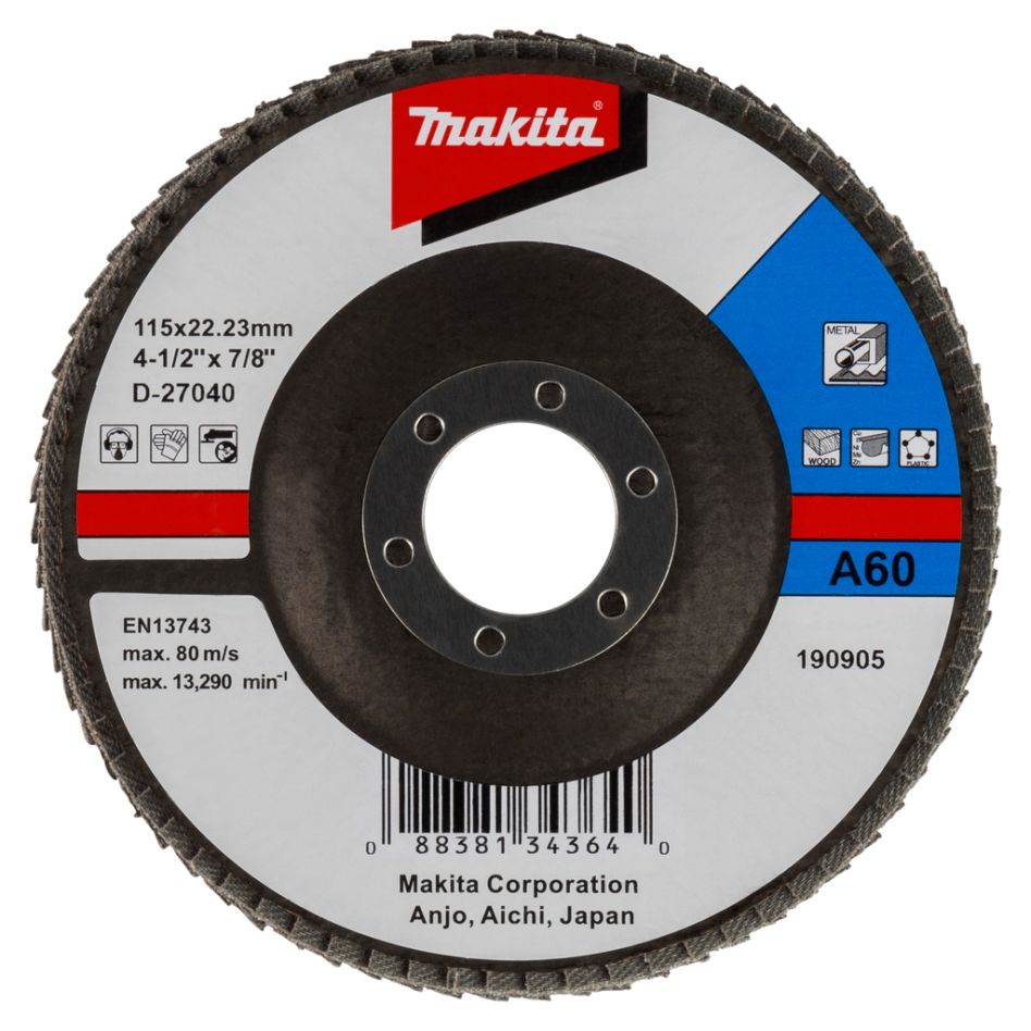 Makita Zubehör D-27040 Lamellenschleiferscheibe 115 mm K60 (1 Stück)