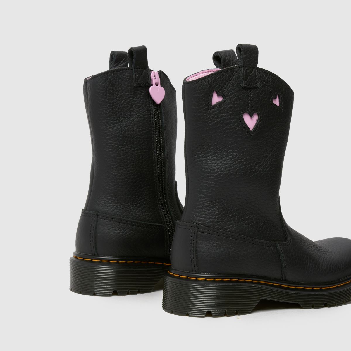 Dr Martens svarta Bex Heart pull-on flickstövlar för barn