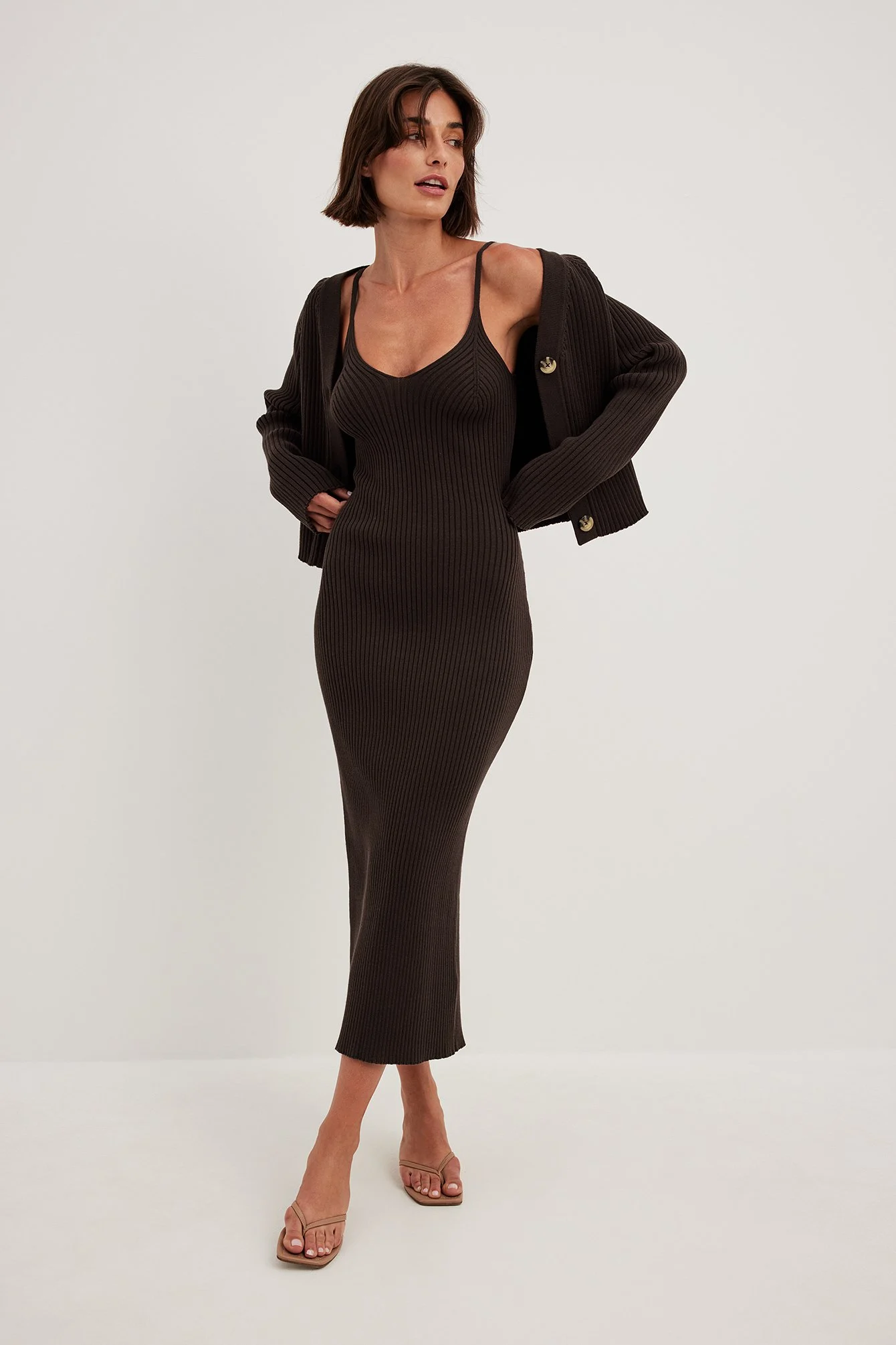 Midi-Slipkleid aus Rippenstrick