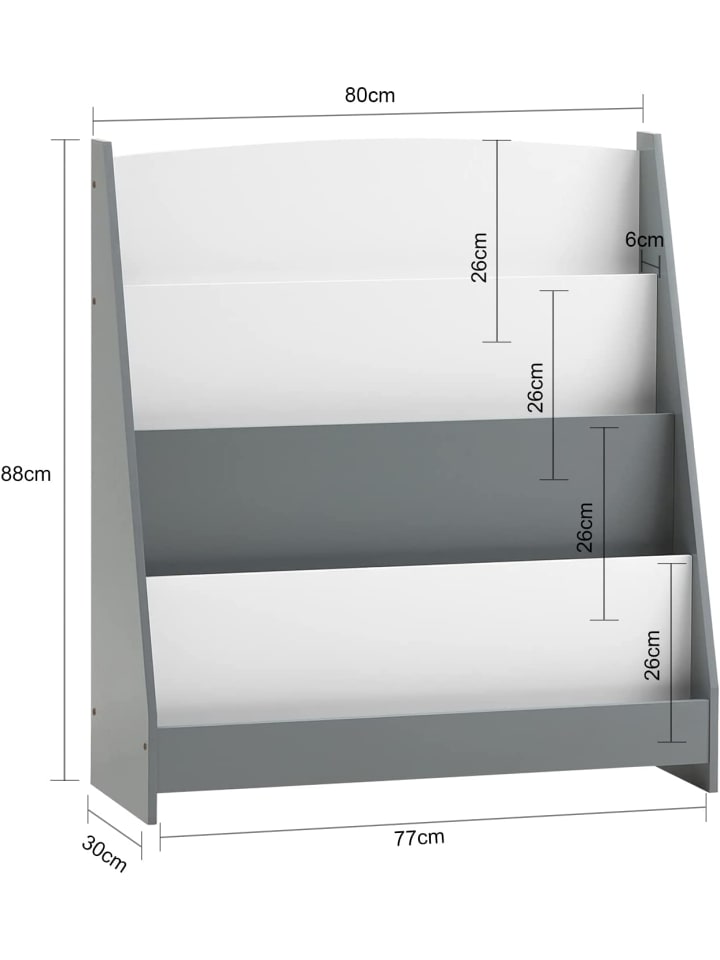 SoBuy Bücherregal in Weiß und Hellgrau - (B)80 x (H)88 x (T)30cm günstig kaufen onesize