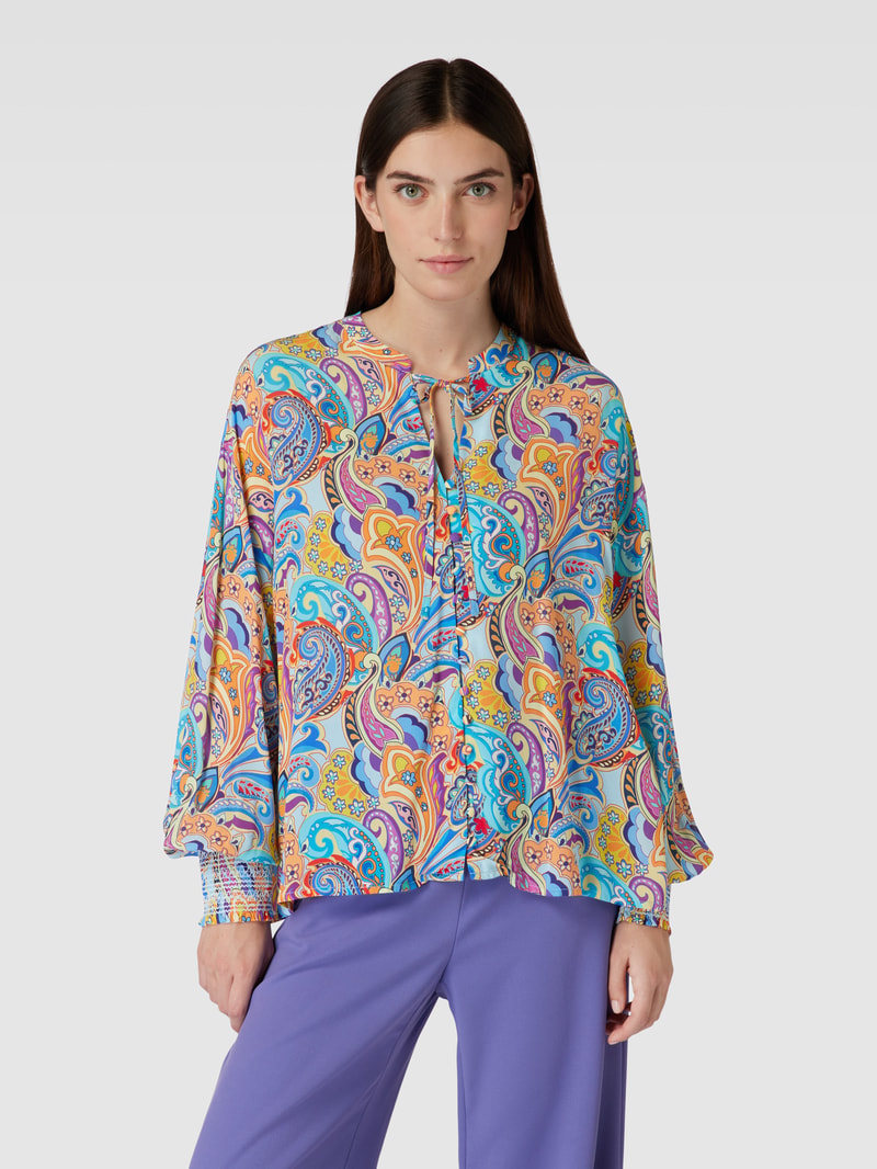Hemdbluse aus reiner Viskose mit Paisley-Muster in blau