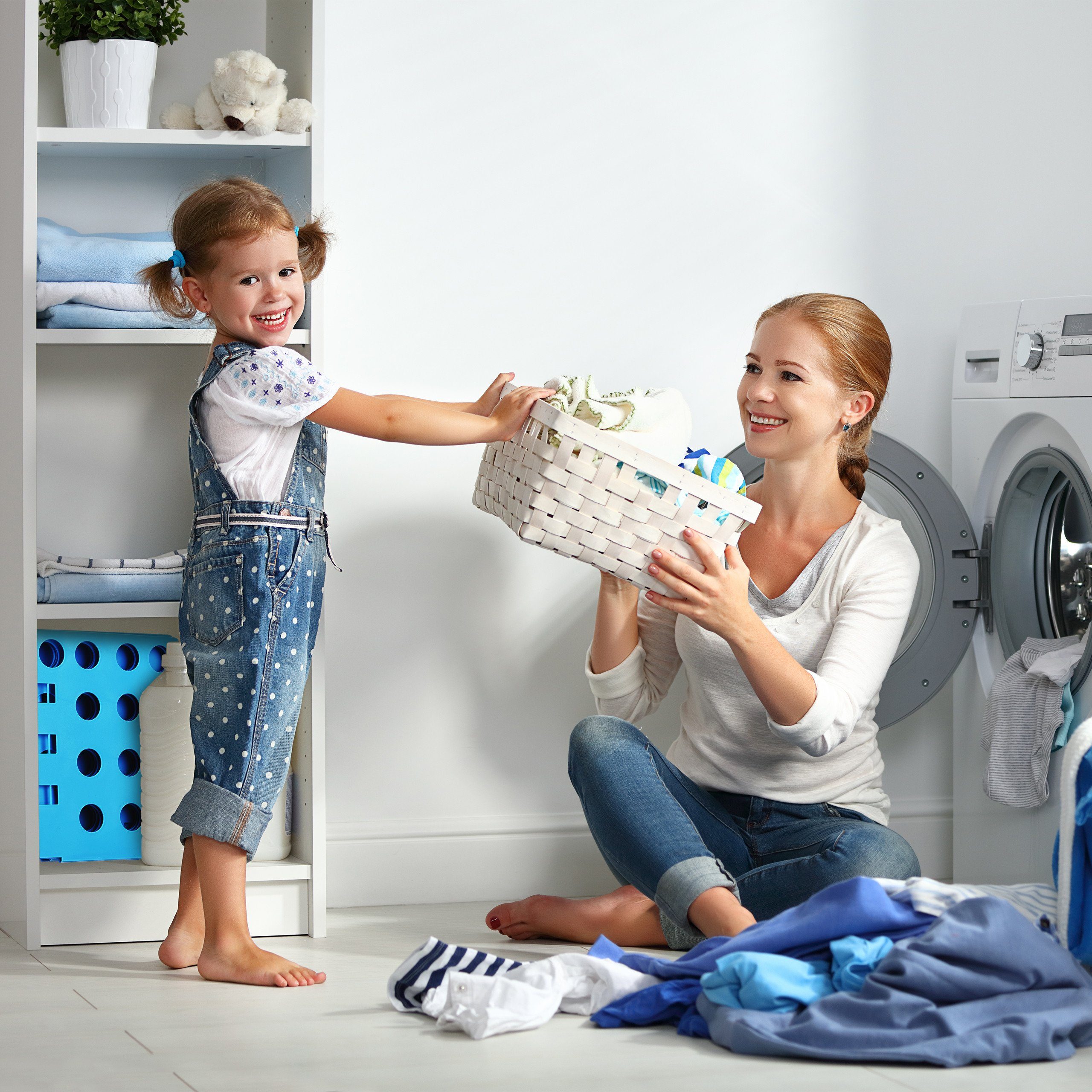 relaxdays Wäscheschrank 1 x Wäschefalter 4. Generation blau