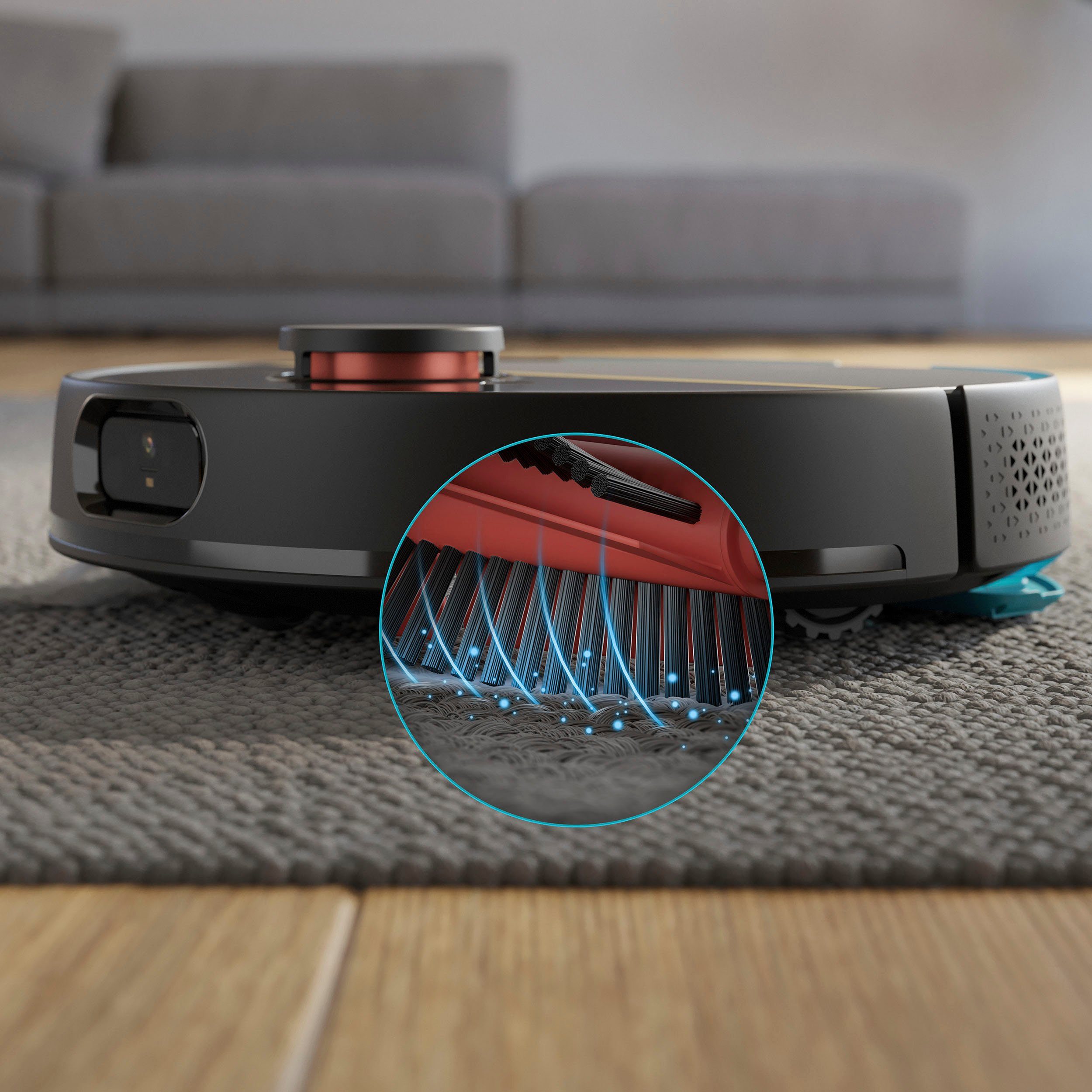 Philips Saugroboter XU7000/01, 180 min Akkulaufzeit, Teppichfunktion, 360° Lasernavigation und ToF-Sensoren, mit Vibrationswischer