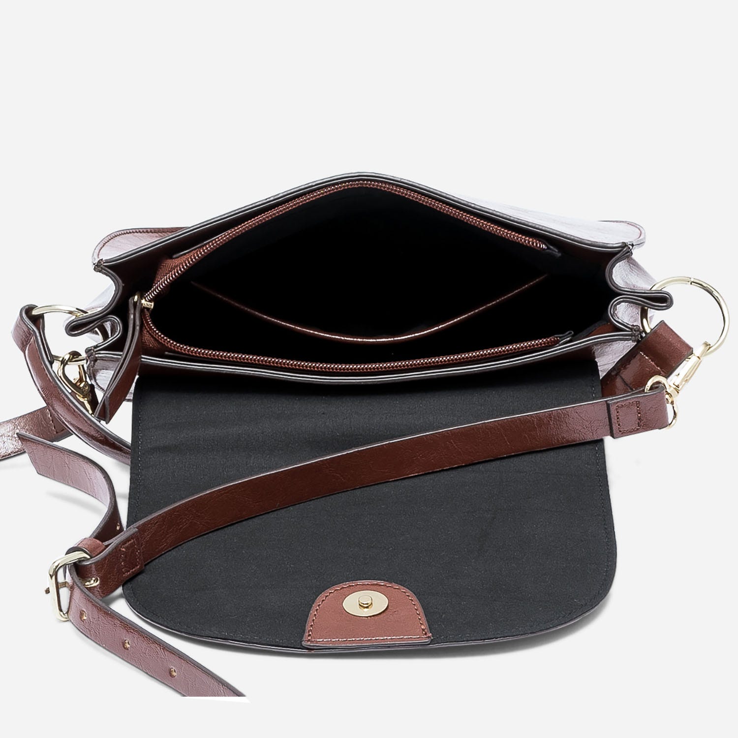 Sac bandoulière cognac avec chaîne-bijou