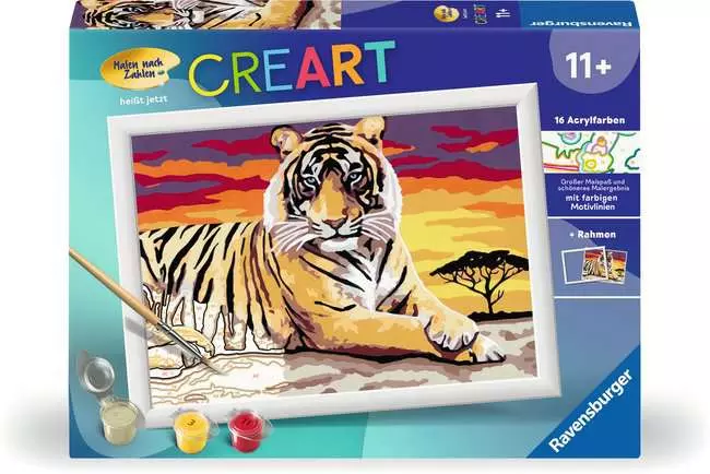 CreArt Majestätischer Tiger - Malen nach Zahlen für Kinder ab 11 Jahren
