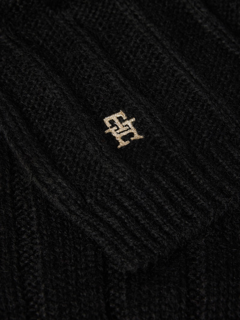 Schal mit Label-Stitching Modell 'Timeless' in schwarz