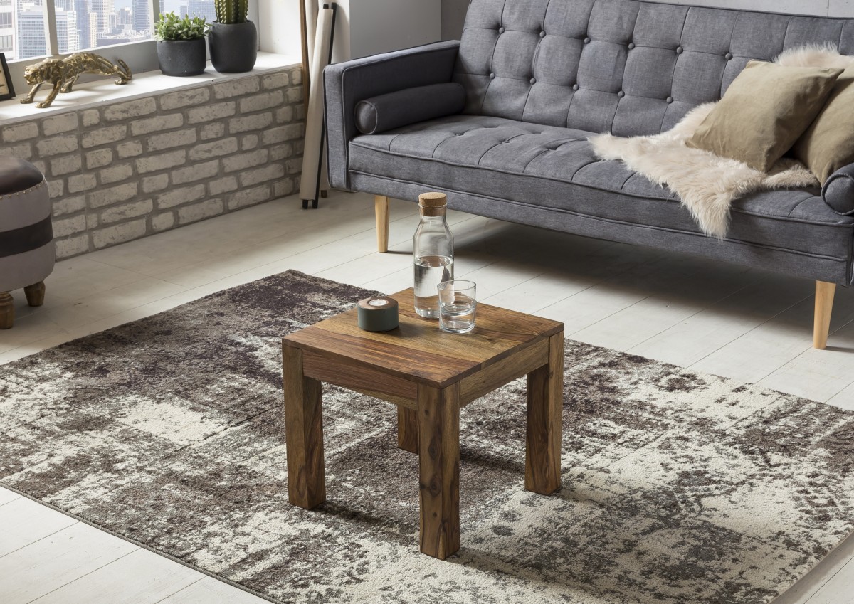 Wohnling Sheesham Couchtisch Massiv 45 x 45 cm Massivholz