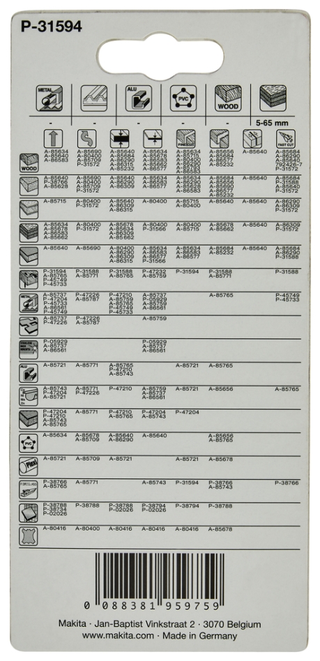 Lamă de ferăstrău Makita Accessories P-31594 HC12BI Bi-metal 5 bucăți