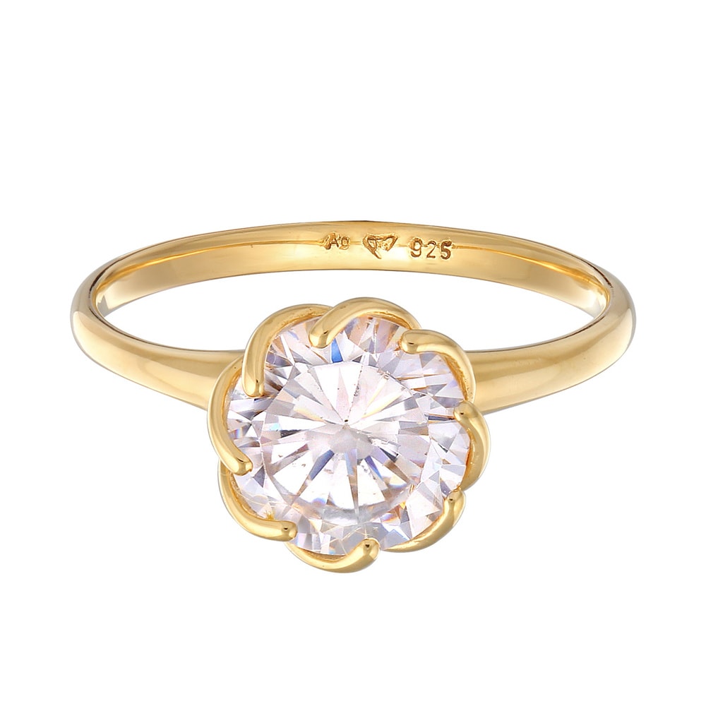 Elli Elli Bague Femmes Bague de fiançailles Solitaire Fleur avec Zirconia en argent st Bague