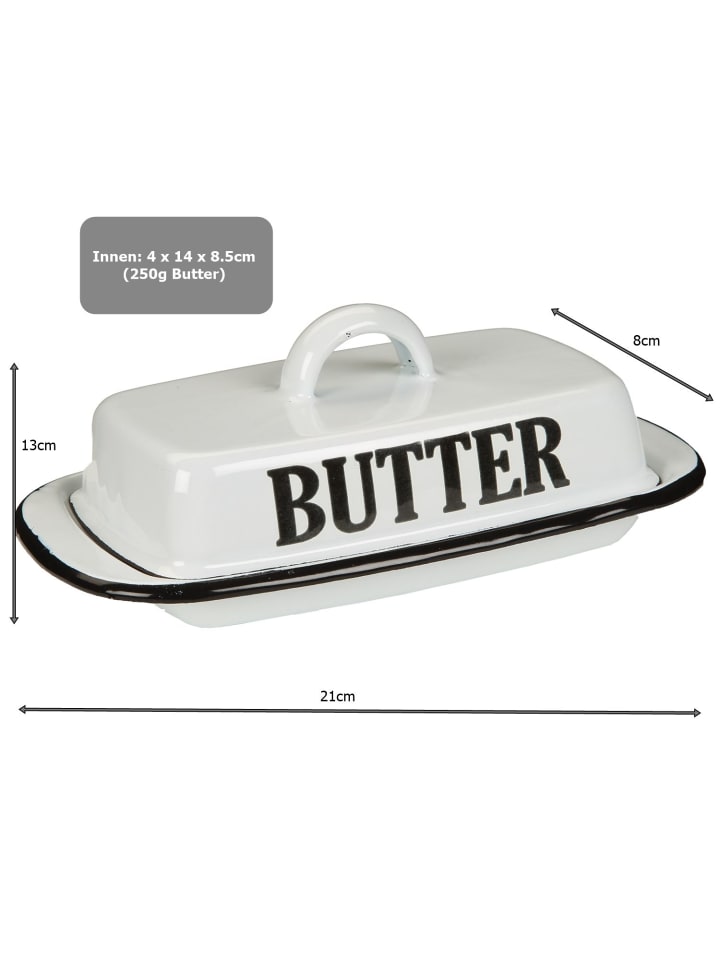 Ambiente Haus Butterdose aus Emaille in antikweiss günstig kaufen onesize
