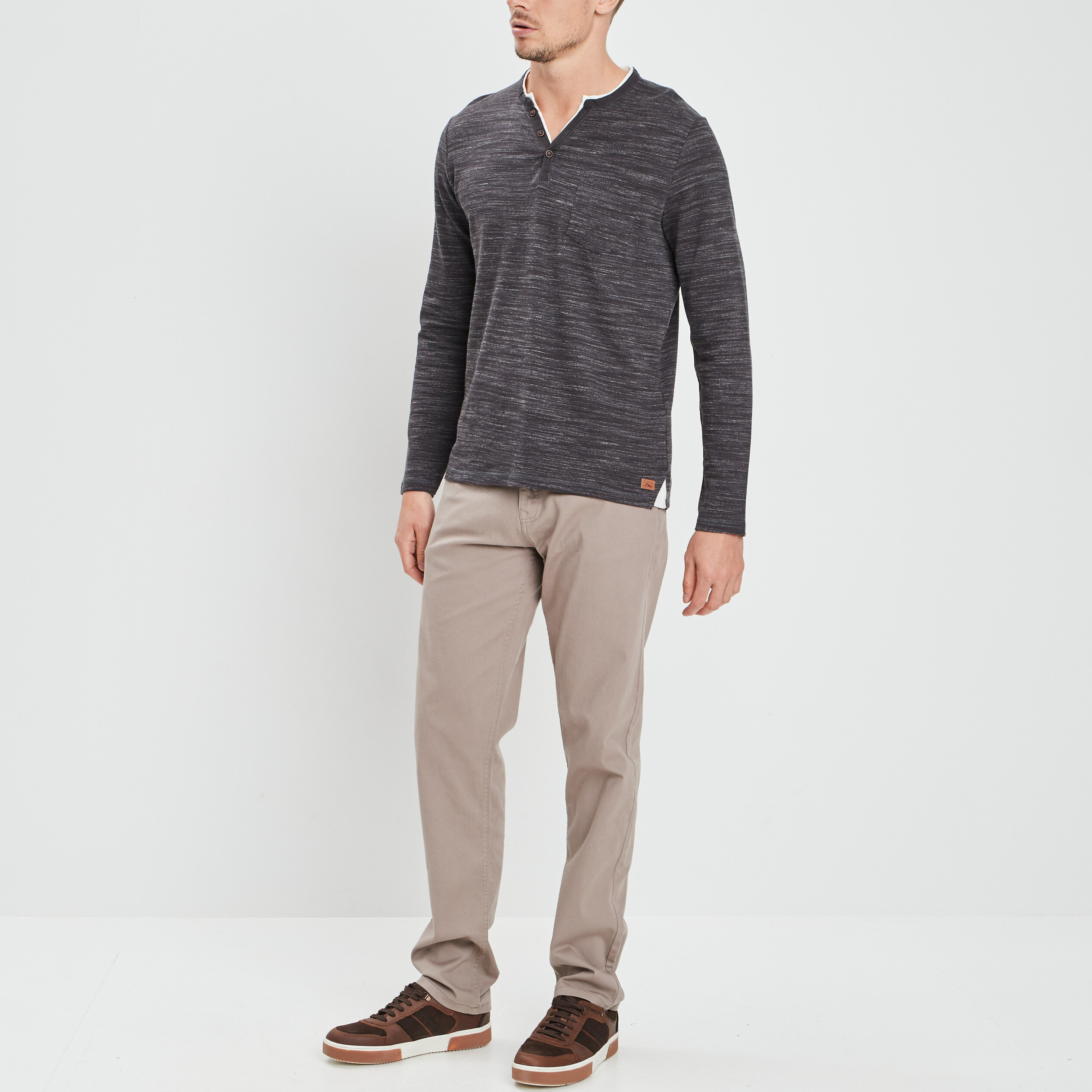 Pantalon droit en coton taupe homme | La Halle