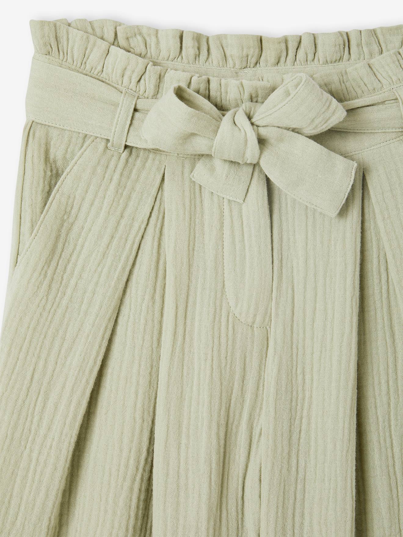 Vertbaudet Mädchen Paperbag-Hose, 7/8 - wollweiß
