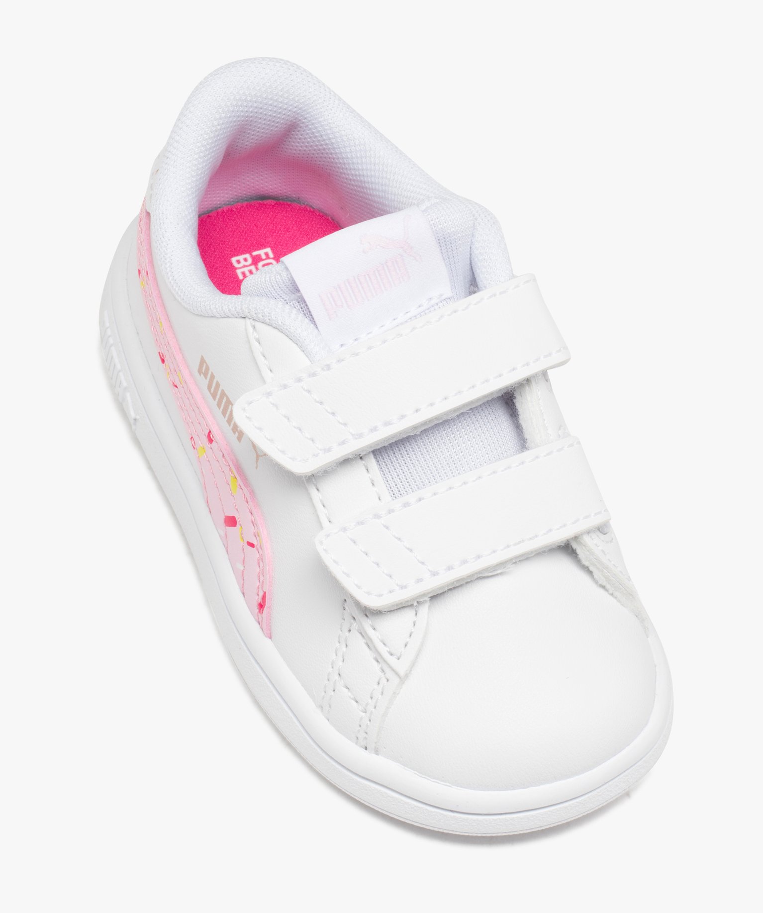 Baskets bébé fille à double scratch - Puma blanc | GEMO