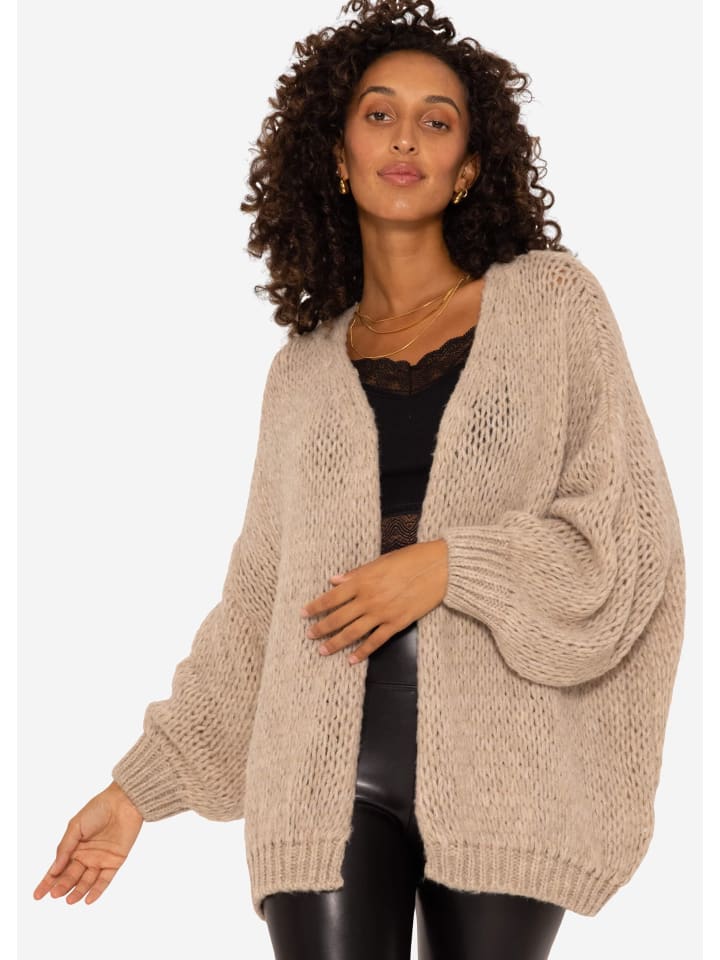 SASSYCLASSY Oversize Strick-Cardigan in Beige günstig kaufen