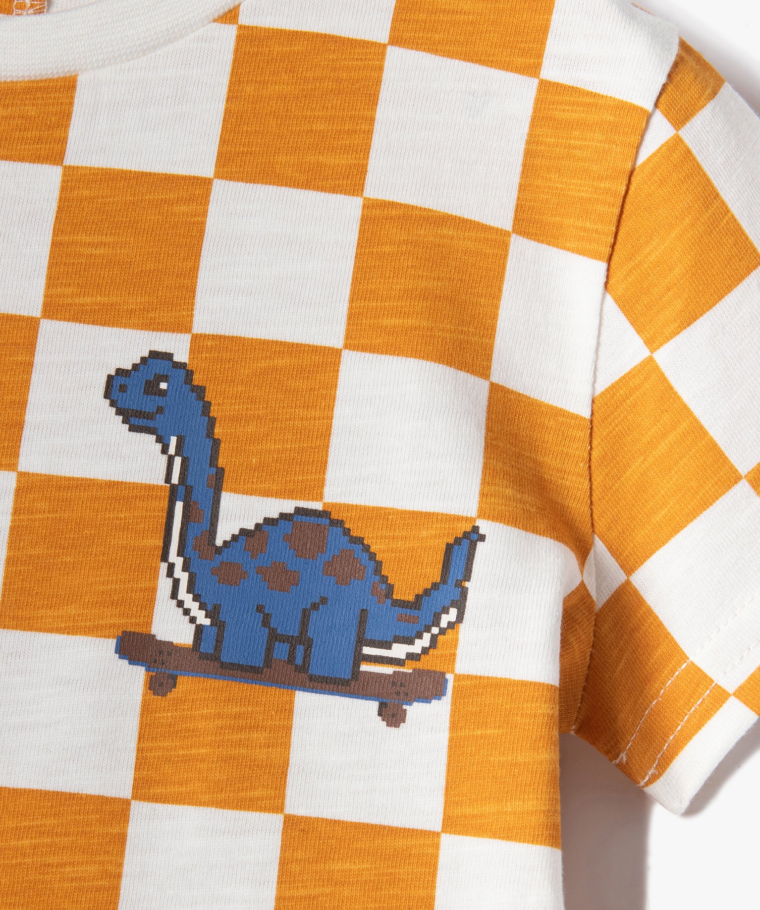 Tee-shirt bébé Garçon à manches courtes imprimé carreaux camel | GEMO